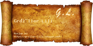 Gröller Lili névjegykártya